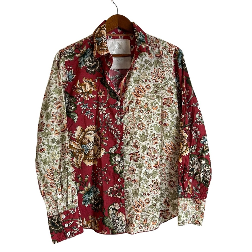 CINO women’s button down Shirt floral multicolored 100% cotton size S